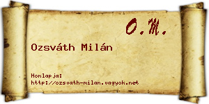 Ozsváth Milán névjegykártya